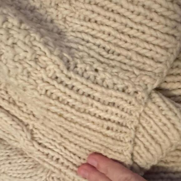 Sweater Connection 100% Wool Cable Knit Fisherman Sweater Beige XL Hand Made Ecu - Picture 7 of 7